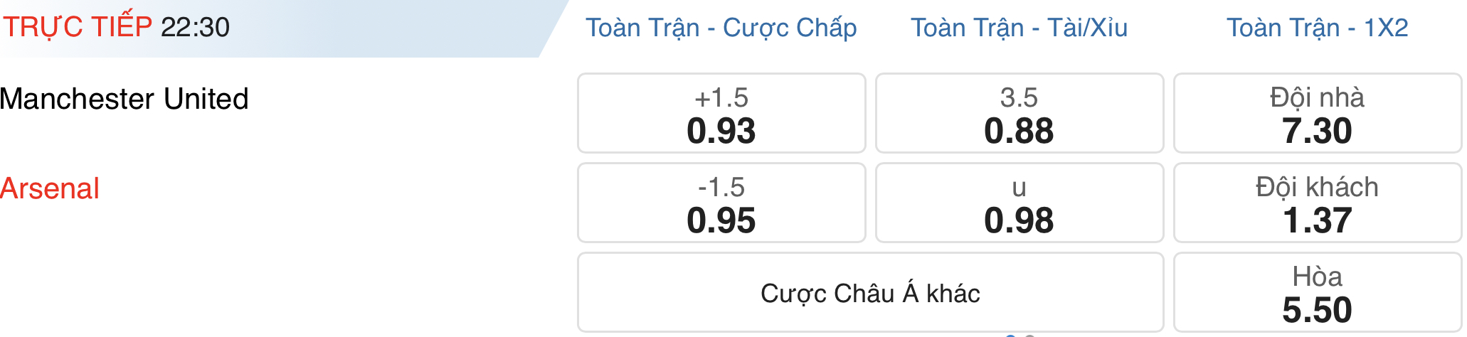 Tỷ lệ kèo trận đấu trên 789bet cá cược